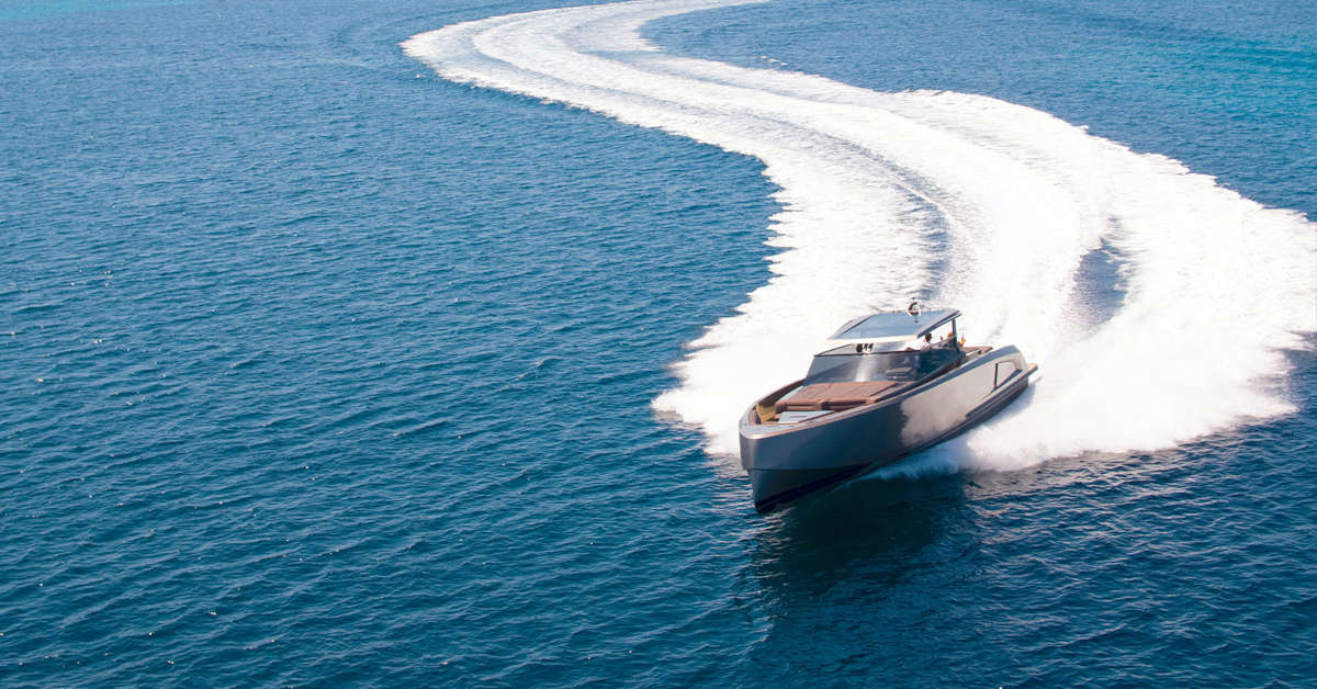 Luxury yacht sailing in the crystal-clear waters of Ibiza